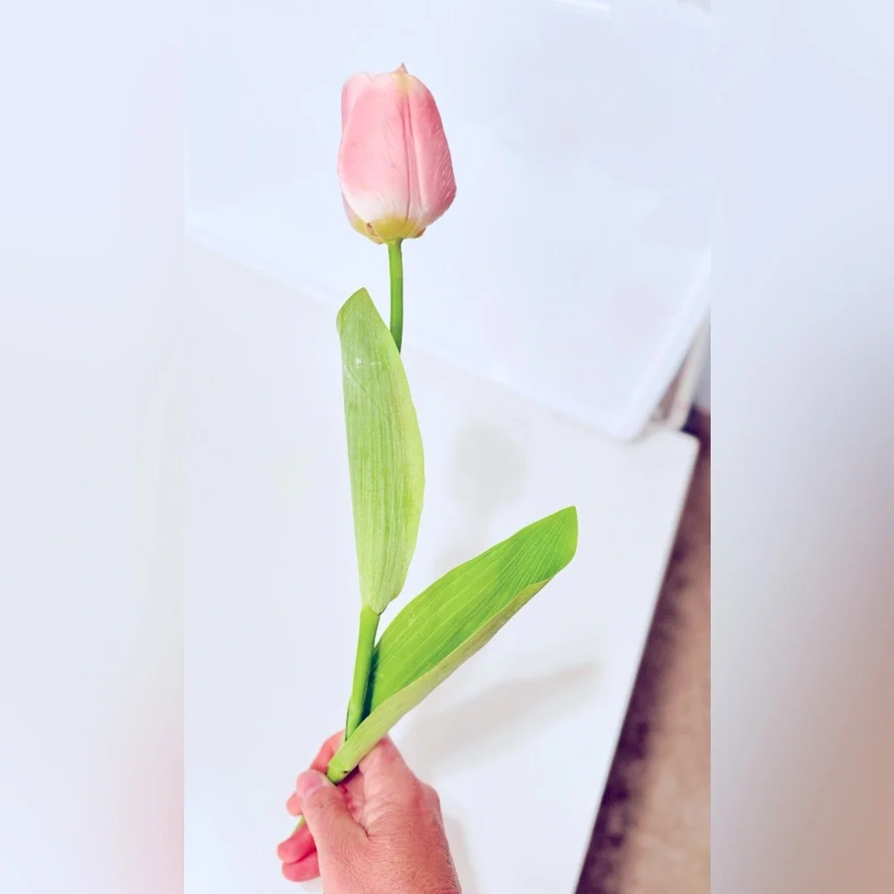 SHABBY CHIC Spring Easter Pink Tulip Floral Arrangement Faux Flower LIFELIKE